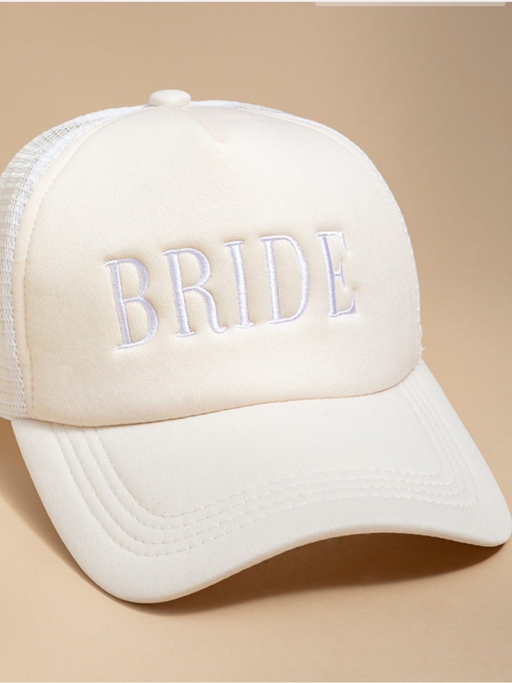 NWT Francesca’s BRIDE Tonal Trucker Baseball Cap Tan and White